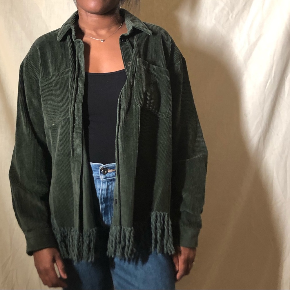 Corduroy Fringe Button Up